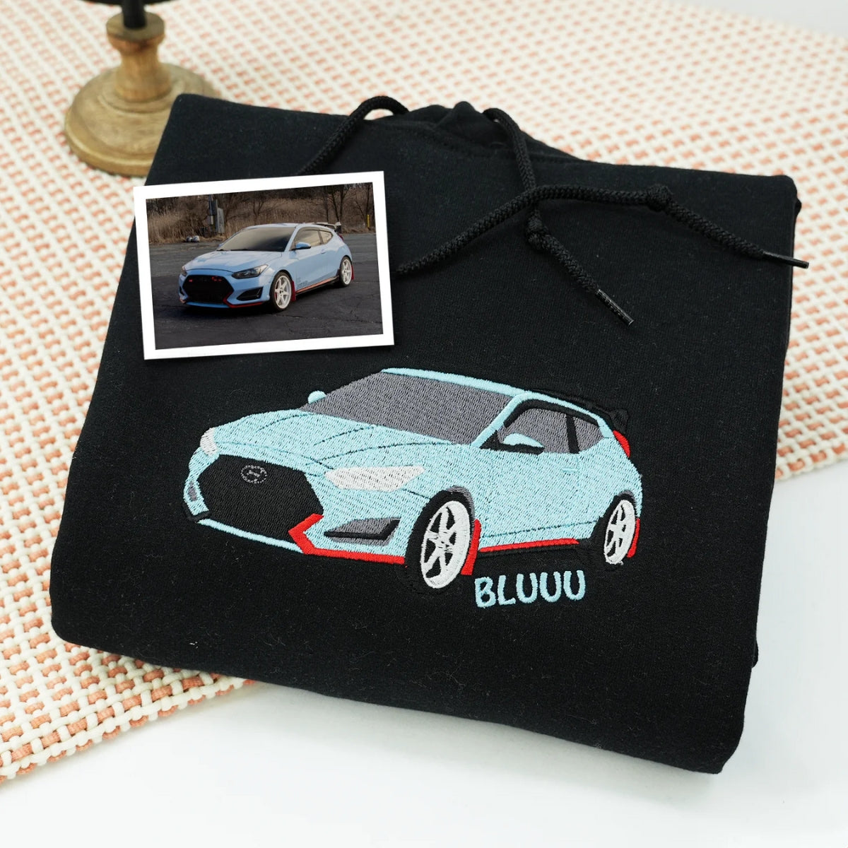 Custom Sports Car Embroidered Hoodies - Vehicle Portrait Sweatshirts - Perfect Car Enthusiast Gift