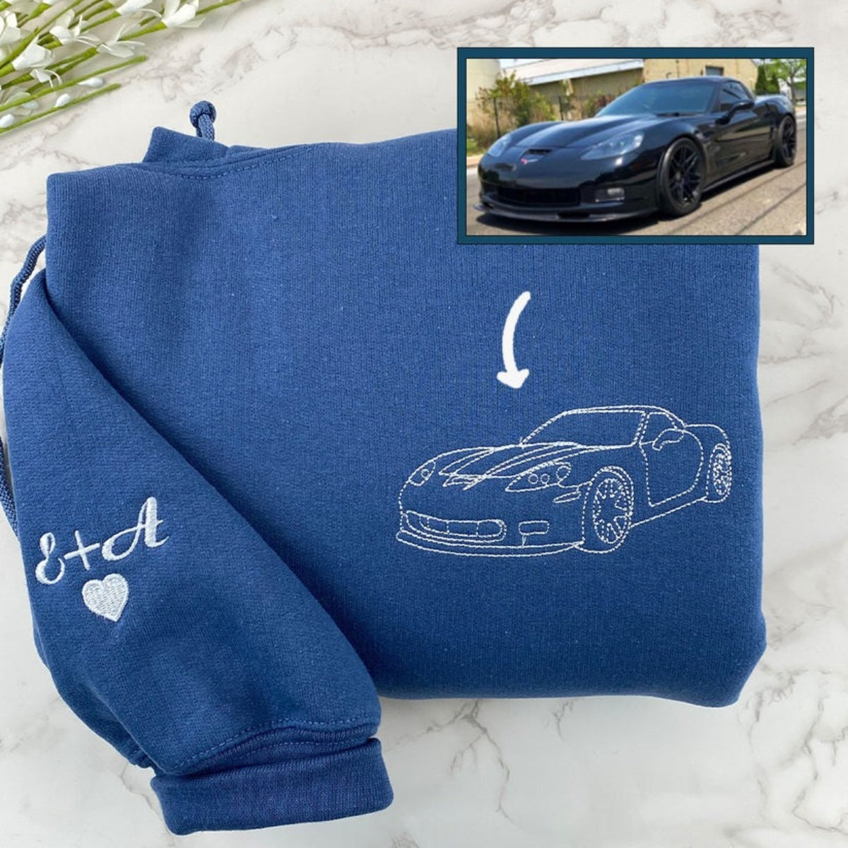 Individuell bestickte Engel- und Dämonenkatze-Kapuzenpullover für Paare