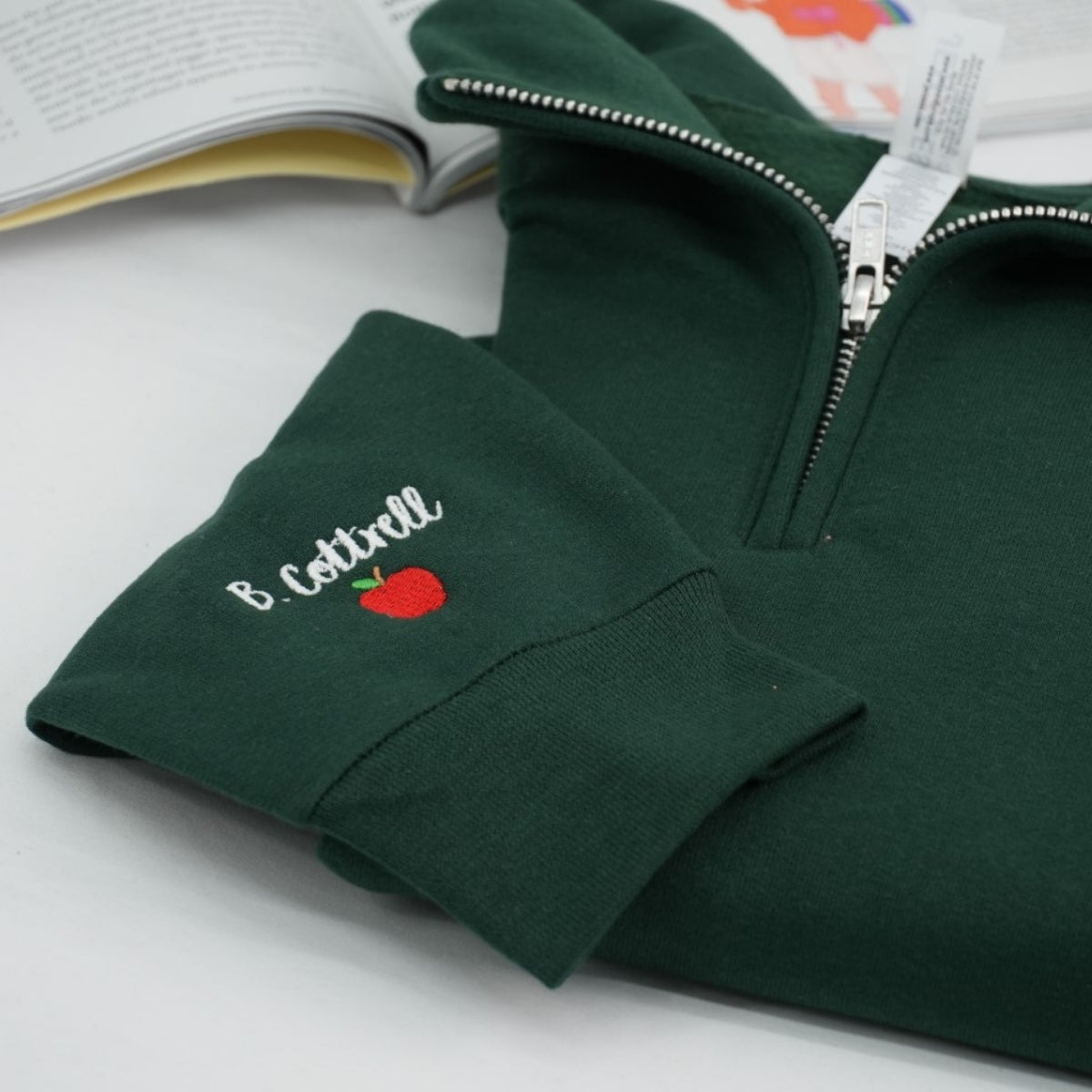 Custom Teacher Quarter Zip - Personalized Apple Embroidered Sweatshirt - Perfect Teacher Gift