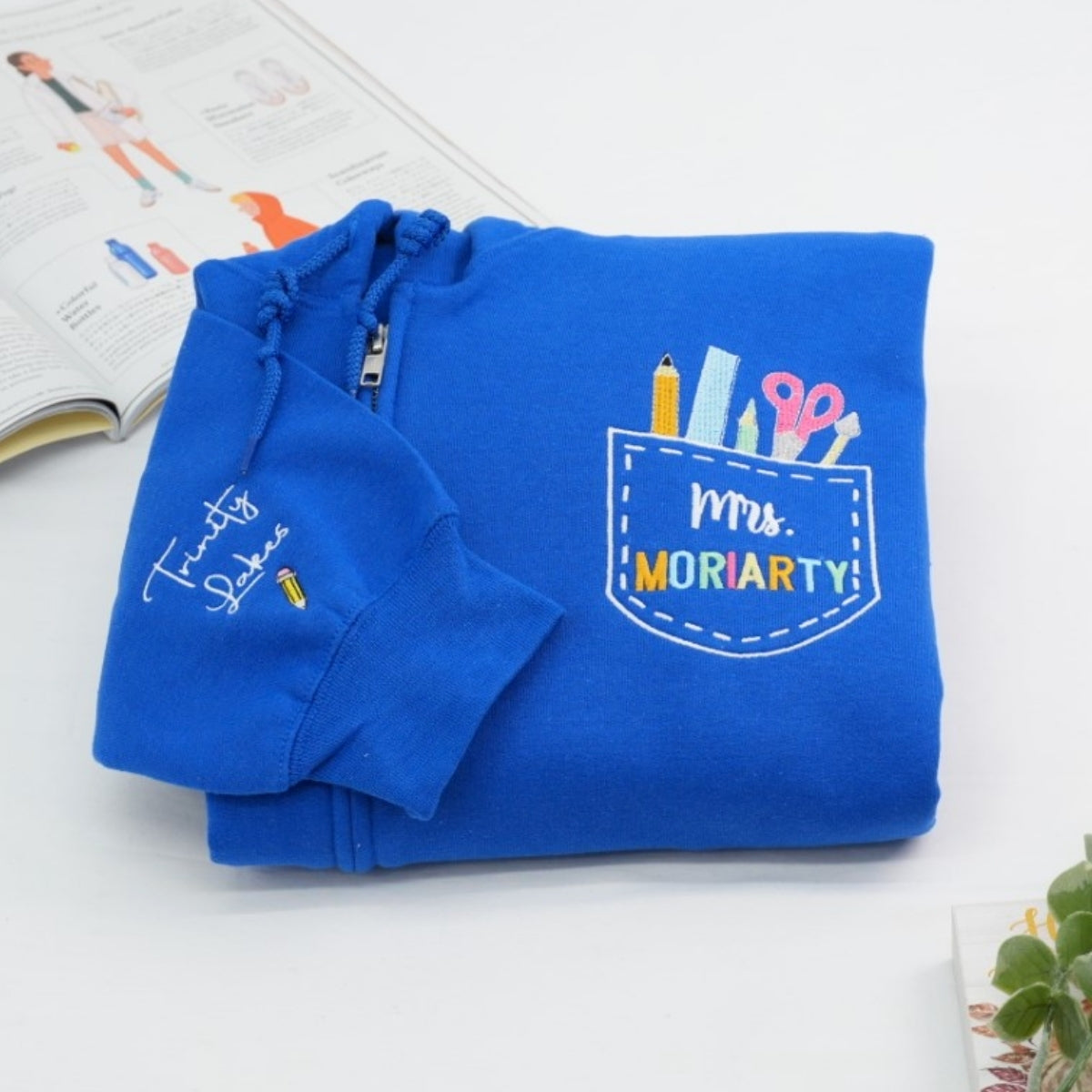 Individuell bestickte Engel- und Dämonenkatze-Kapuzenpullover für Paare