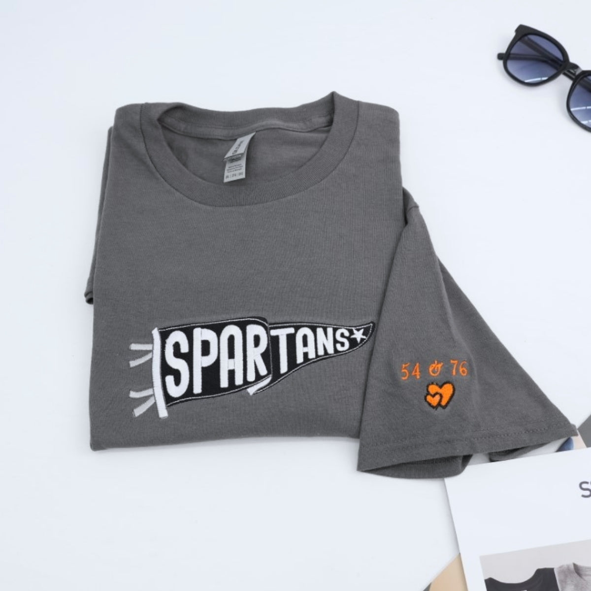 Custom Team Sweatshirt - Spartans Embroidered Sports Apparel - Personalized Numbers Gift