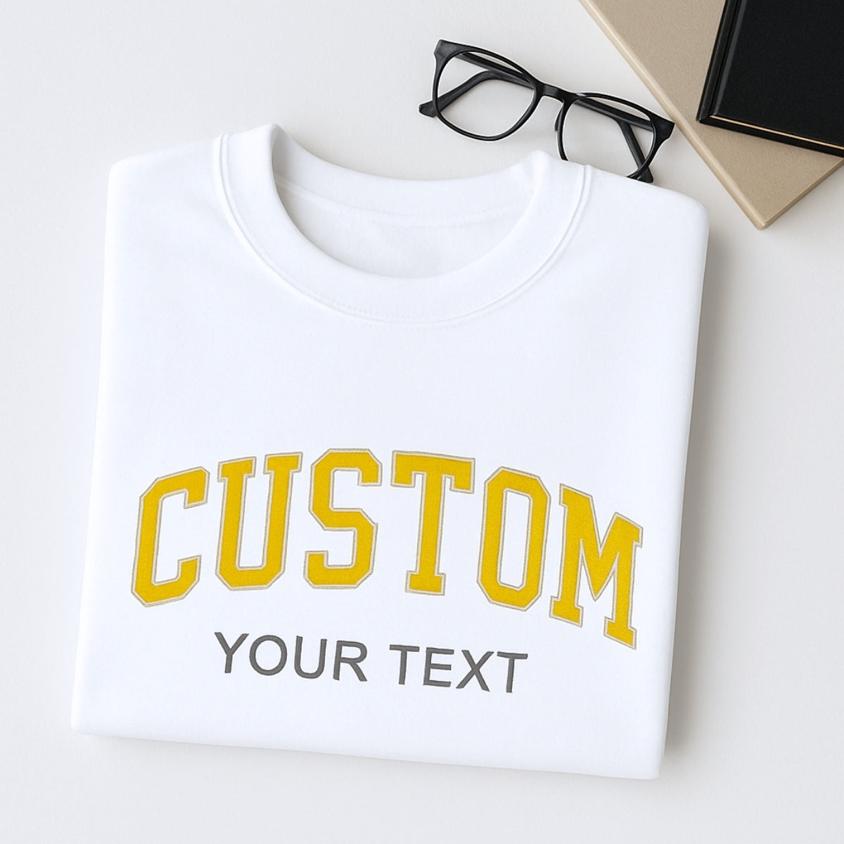 Custom Varsity Sweatshirt - Personalized Text Embroidered Pullover - Your Words & Names Gift