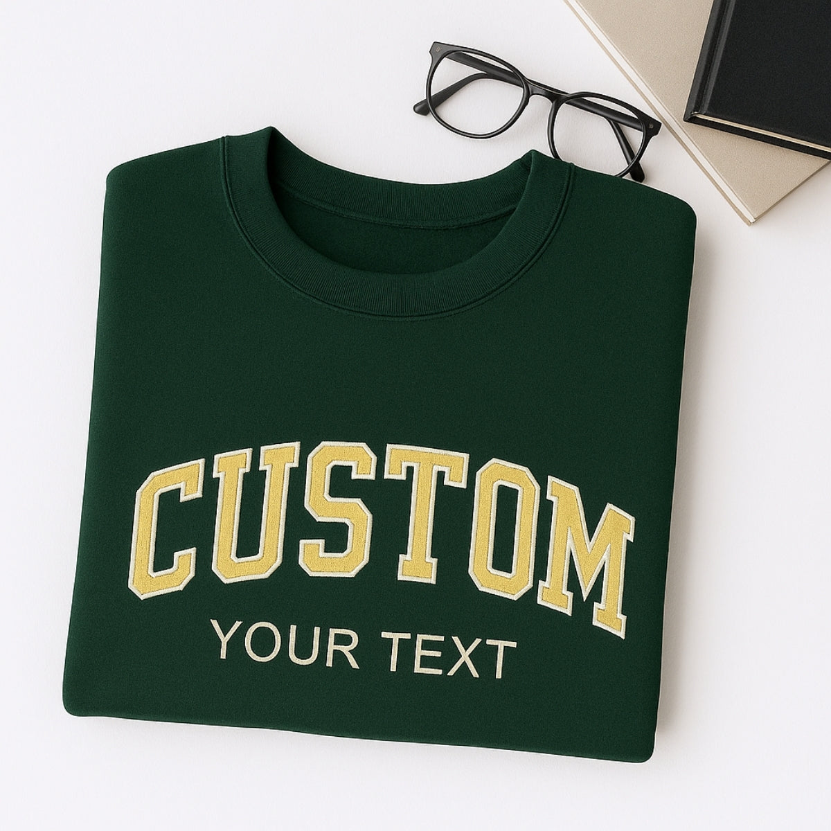 Custom Varsity Sweatshirt - Personalized Text Embroidered Pullover - Your Words & Names Gift