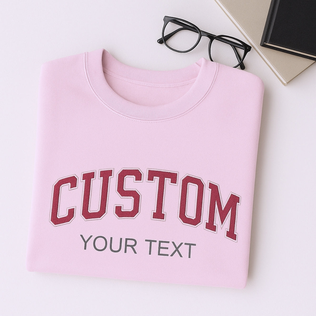 Custom Varsity Sweatshirt - Personalized Text Embroidered Pullover - Your Words & Names Gift