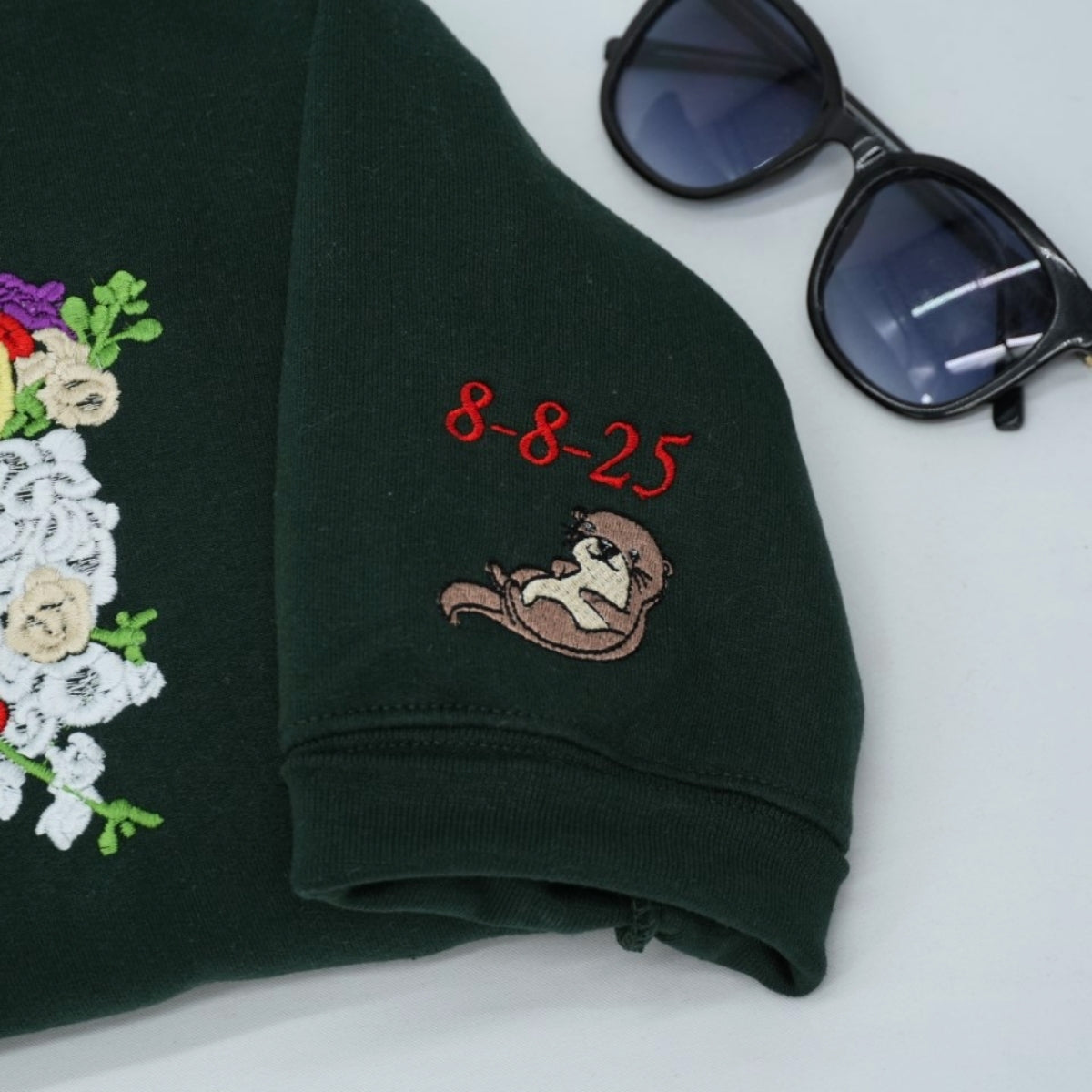 Custom Wedding Bouquet Sweatshirt - Personalized Bride Embroidered Hoodie - Wedding Date Keepsake