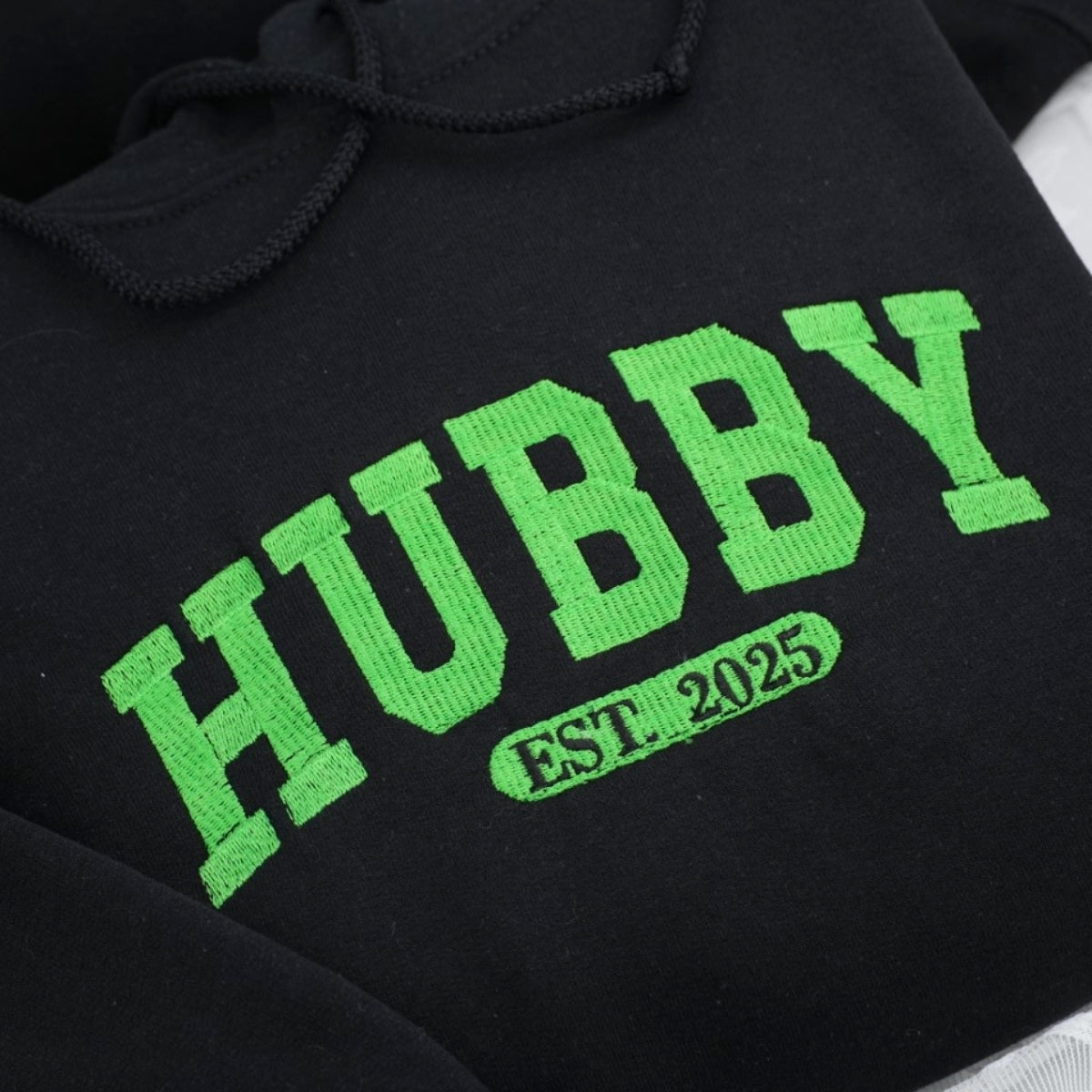 Custom Wifey Hubby Hoodies - Matching Couples Embroidered Sweatshirts - EST Date Anniversary Gift