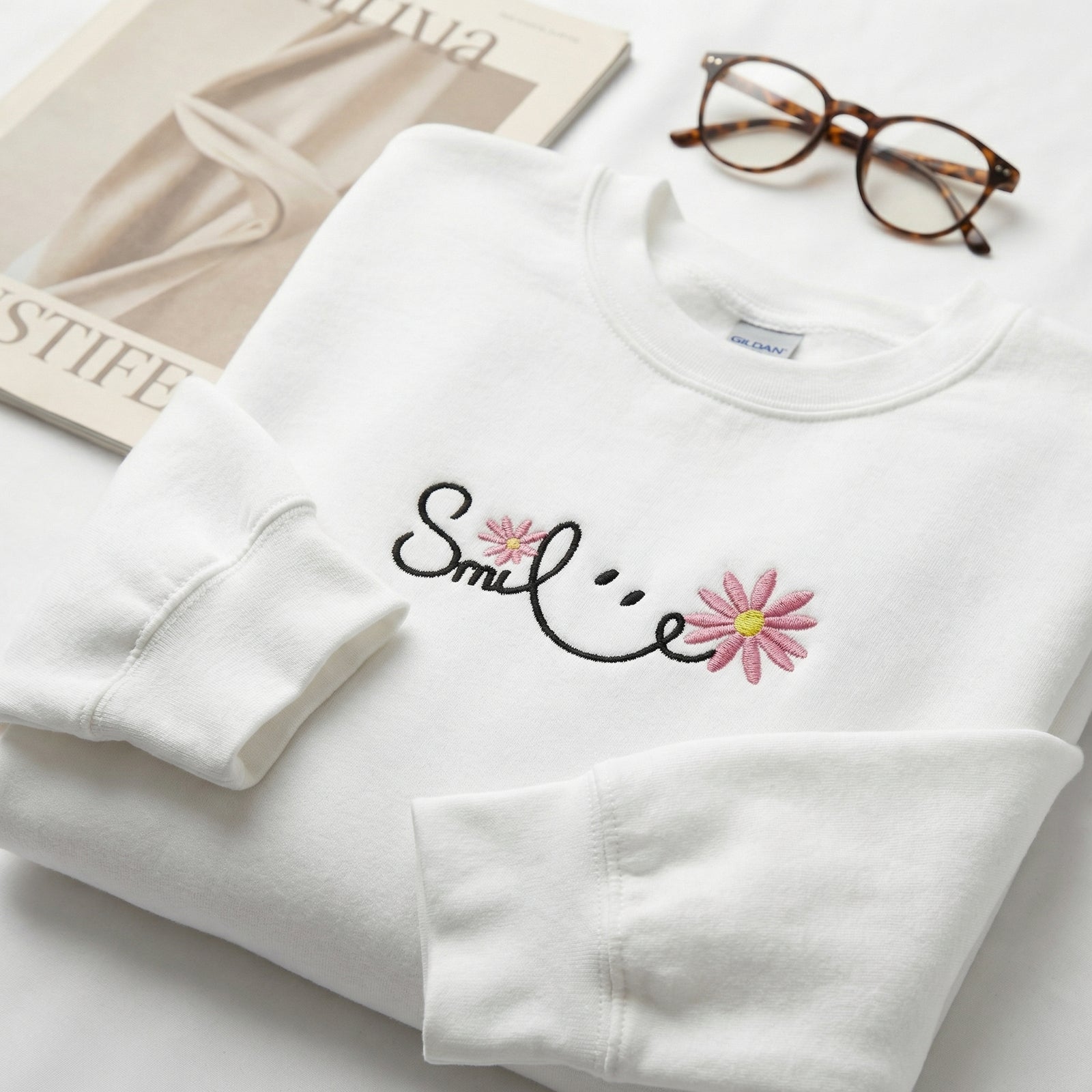 Cute Embroidered Smile Hoodie - Happy Face Sweatshirt