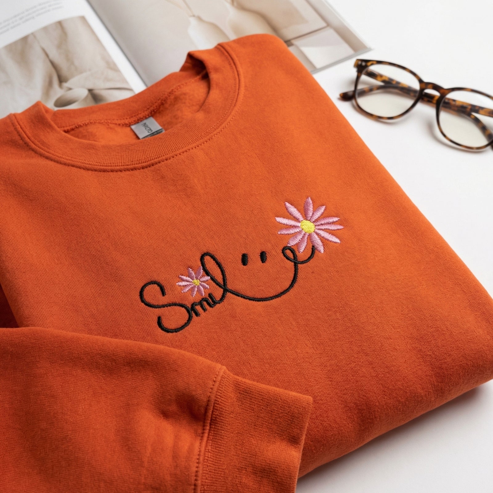 Cute Embroidered Smile Hoodie - Happy Face Sweatshirt