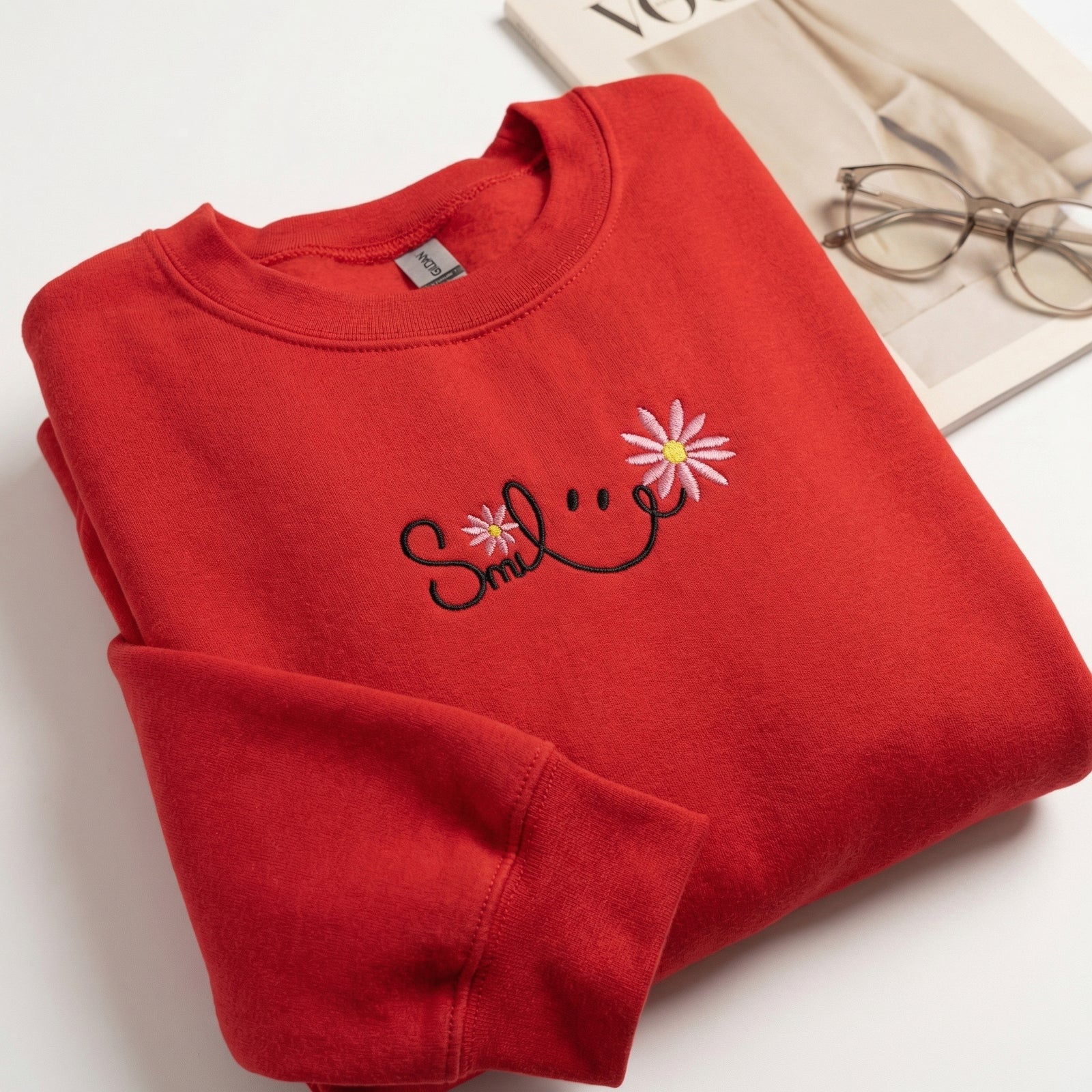 Cute Embroidered Smile Hoodie - Happy Face Sweatshirt
