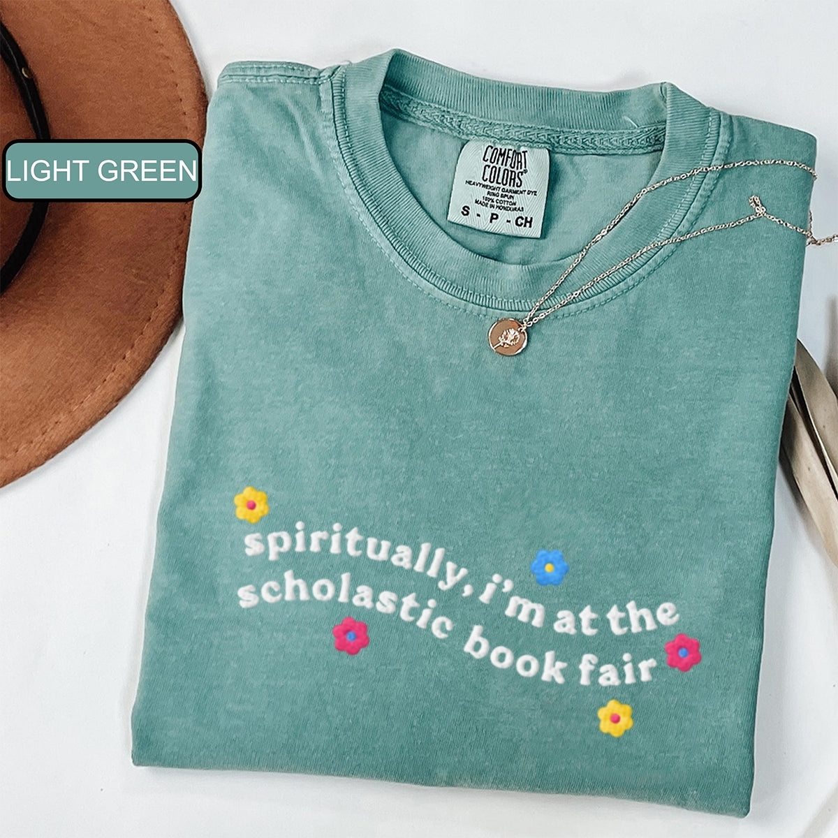 Custom Embroidered Spiritually I’m at the Scholastic Book Fair T-Shirt – Cozy Reader Tee