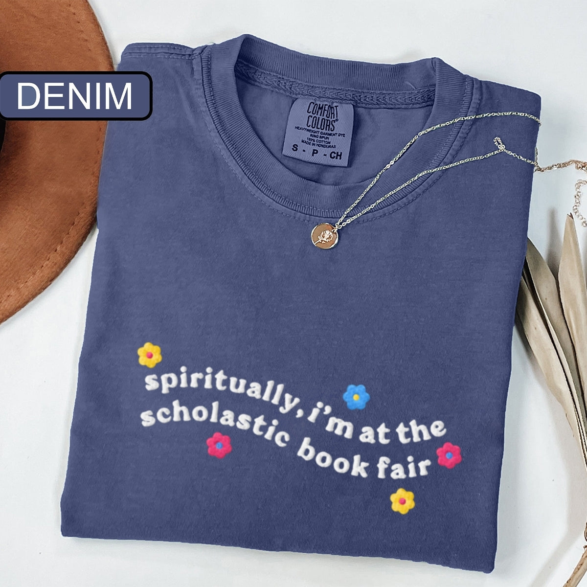 Custom Embroidered Spiritually I’m at the Scholastic Book Fair T-Shirt – Cozy Reader Tee