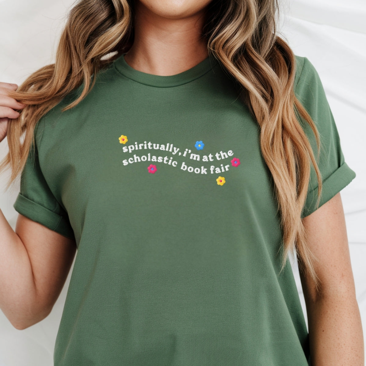 Custom Embroidered Spiritually I’m at the Scholastic Book Fair T-Shirt – Cozy Reader Tee