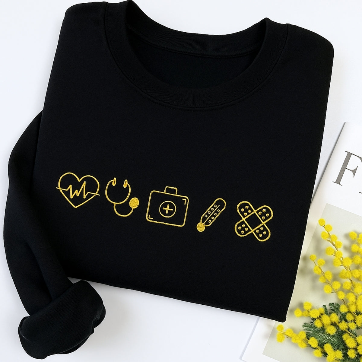 Cute Medical Symbols Hoodies - Healthcare Worker Embroidered Sweatshirts - Nurse Gift