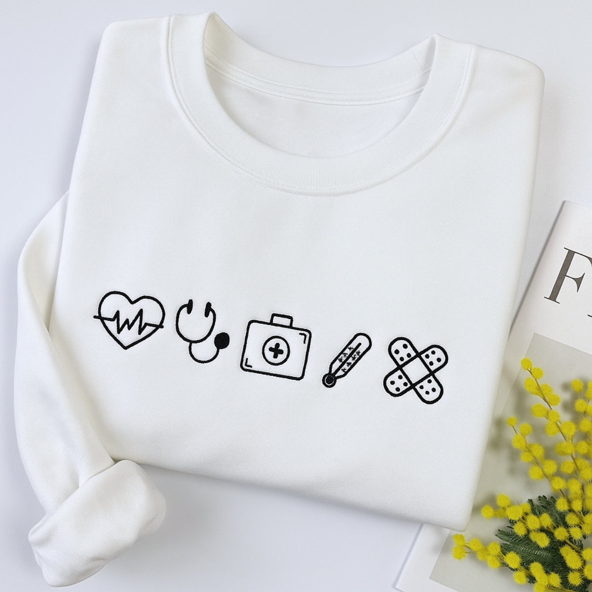 Cute Medical Symbols Hoodies - Healthcare Worker Embroidered Sweatshirts - Nurse Gift