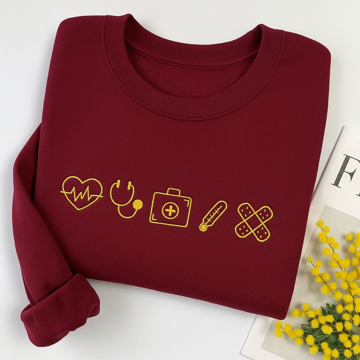 Cute Medical Symbols Hoodies - Healthcare Worker Embroidered Sweatshirts - Nurse Gift