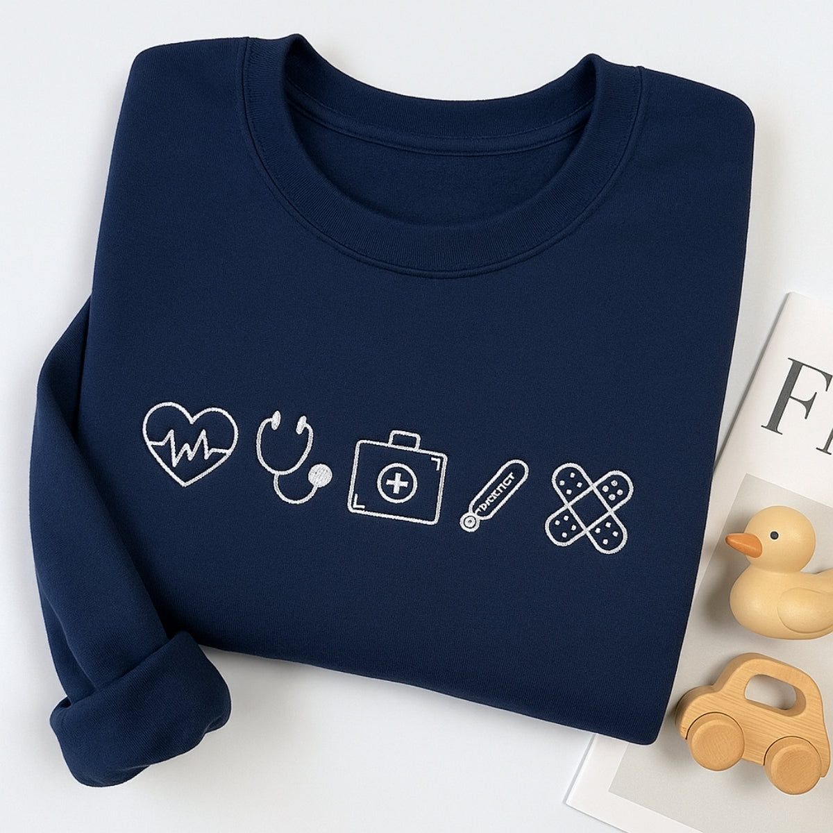 Cute Medical Symbols Hoodies - Healthcare Worker Embroidered Sweatshirts - Nurse Gift