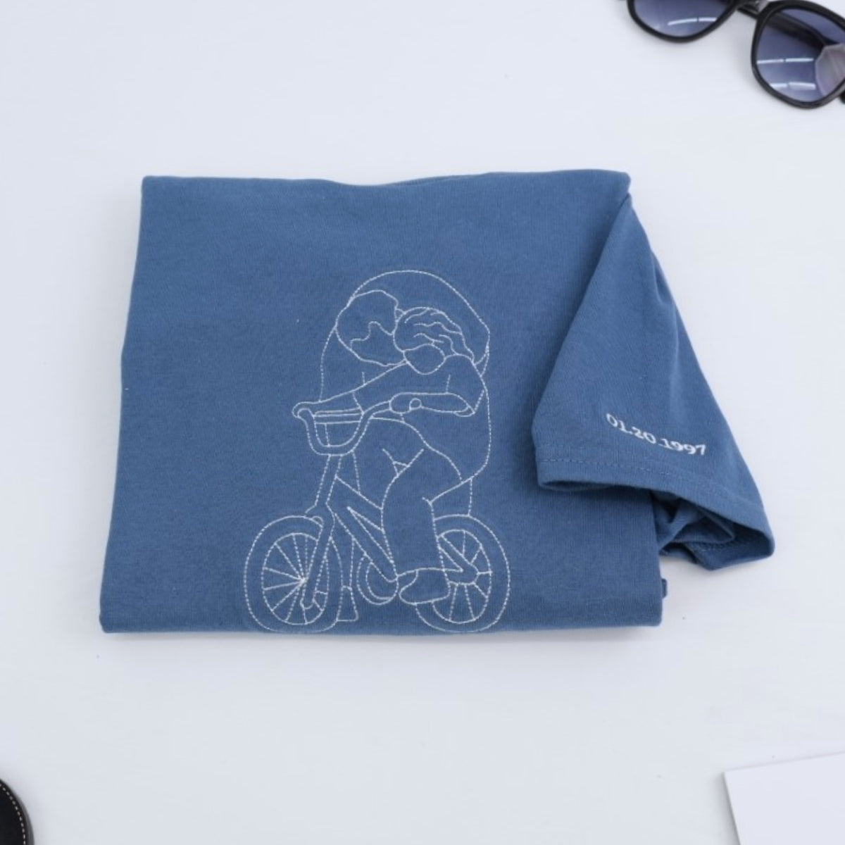 Dad Cuddle Custom T-Shirt - Father Kids Snuggle Outline Embroidered Shirt - Family Gift