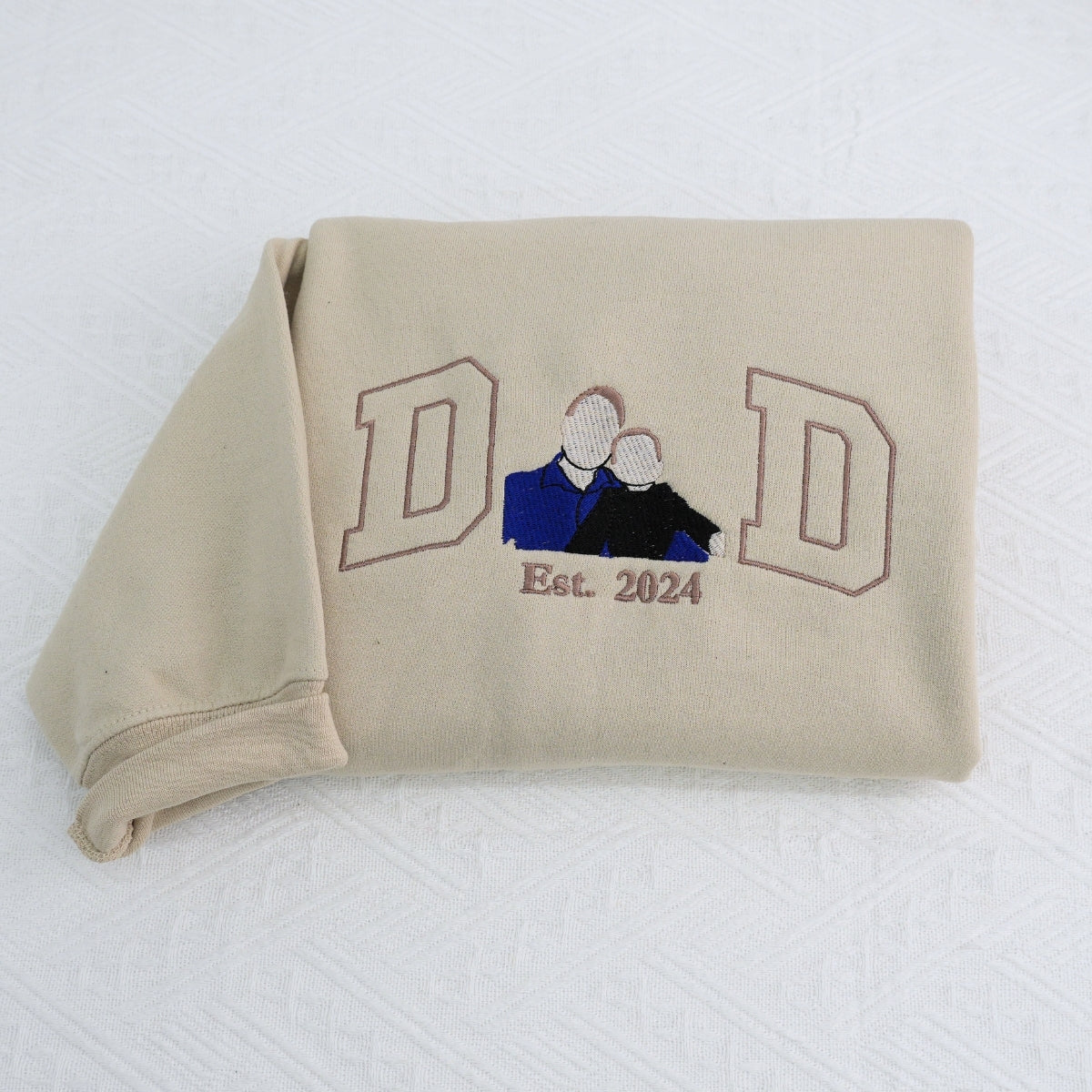 Dad Custom Portrait Hoodies - Father Family Embroidered Sweatshirts - Personalized Father's Day Gift