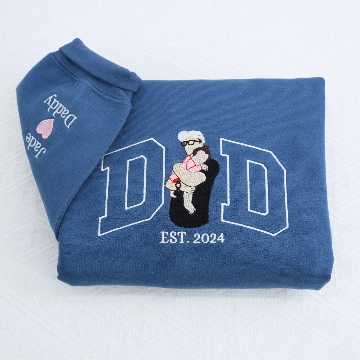 Dad Custom Portrait Hoodies - Father Family Embroidered Sweatshirts - Personalized Father's Day Gift