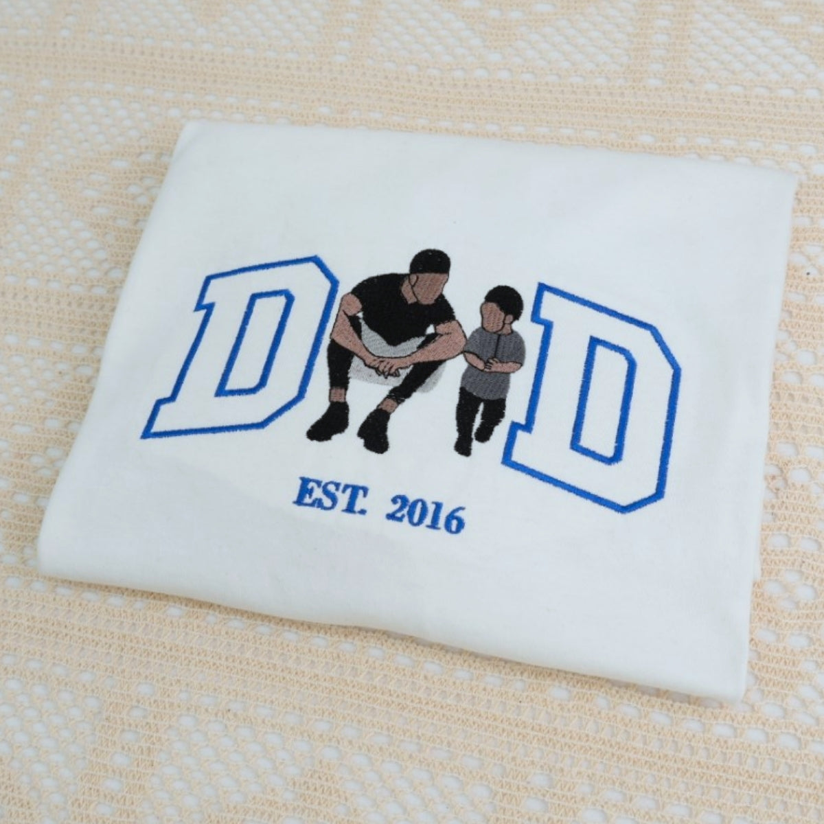 Dad Custom Portrait Hoodies - Father Family Embroidered Sweatshirts - Personalized Father's Day Gift