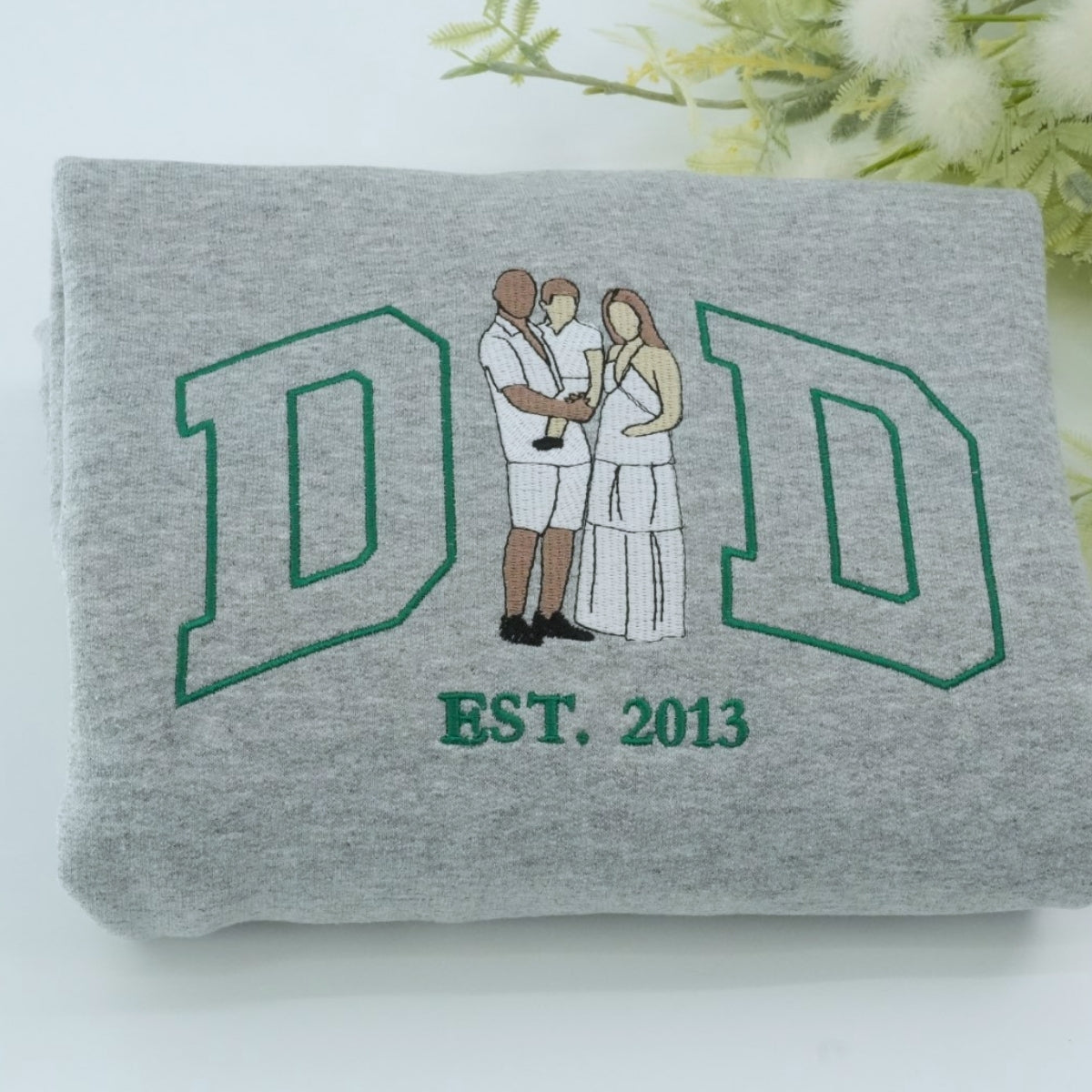 Dad Custom Portrait Hoodies - Father Family Embroidered Sweatshirts - Personalized Father's Day Gift