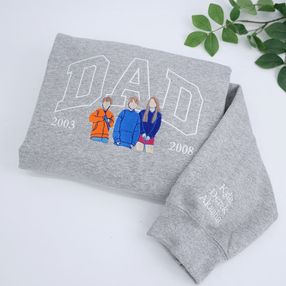 Dad Custom Portrait Hoodies - Personalized Father Name Embroidered Sweatshirts - Father's Day Gift