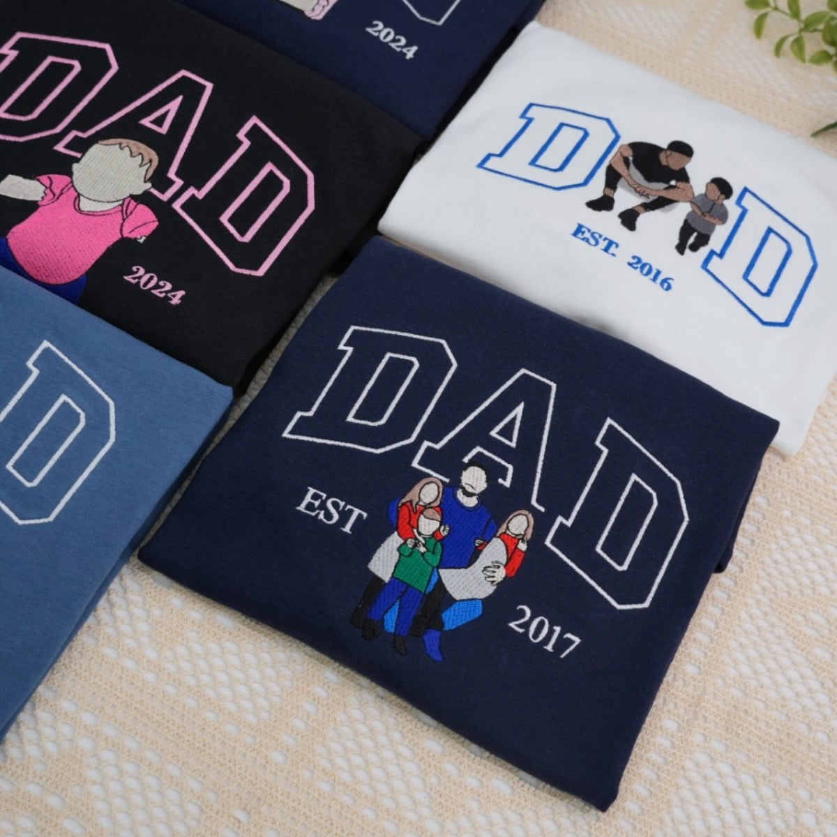 Dad Custom Portrait Hoodies - Personalized Father Name Embroidered Sweatshirts - Father's Day Gift