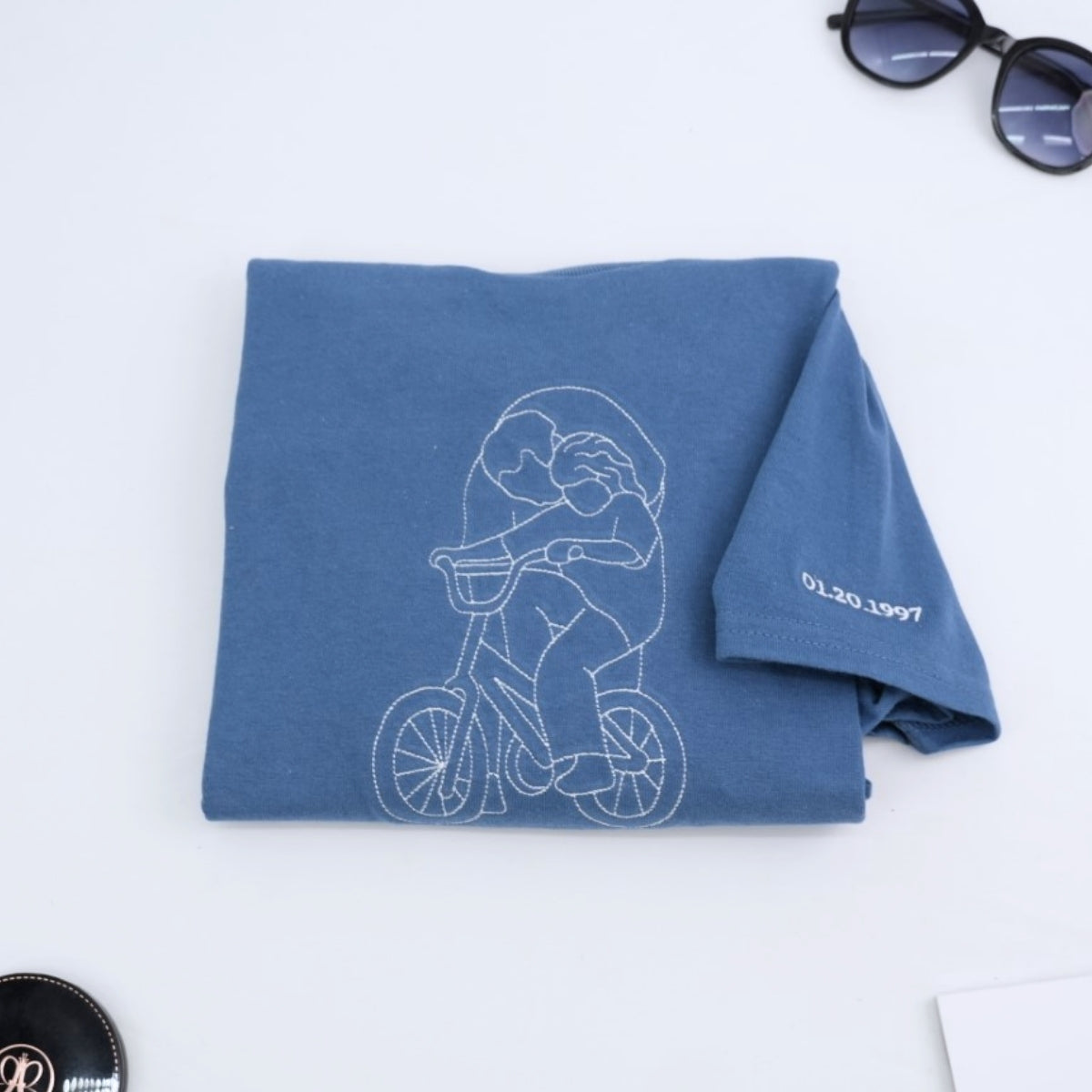 Dad Custom T-Shirts - Father Child Cycling Embroidered Shirt - Perfect Father&#39;s Day Gift