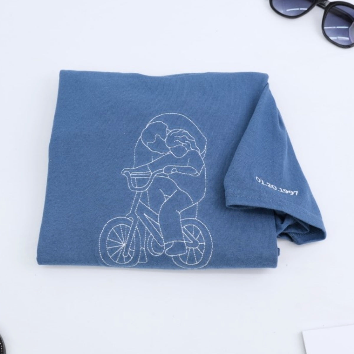 Dad Custom T-Shirts - Father Child Cycling Embroidered Shirt - Perfect Father's Day Gift