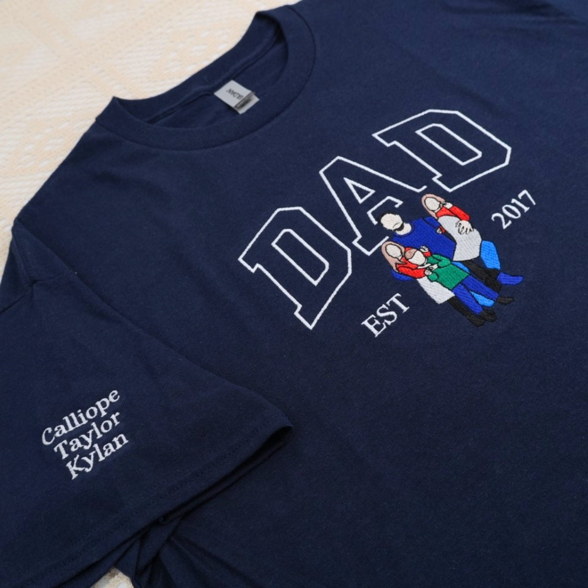 Dad Custom T-Shirts - Varsity Style Embroidered Father Apparel - Perfect Father's Day Gift