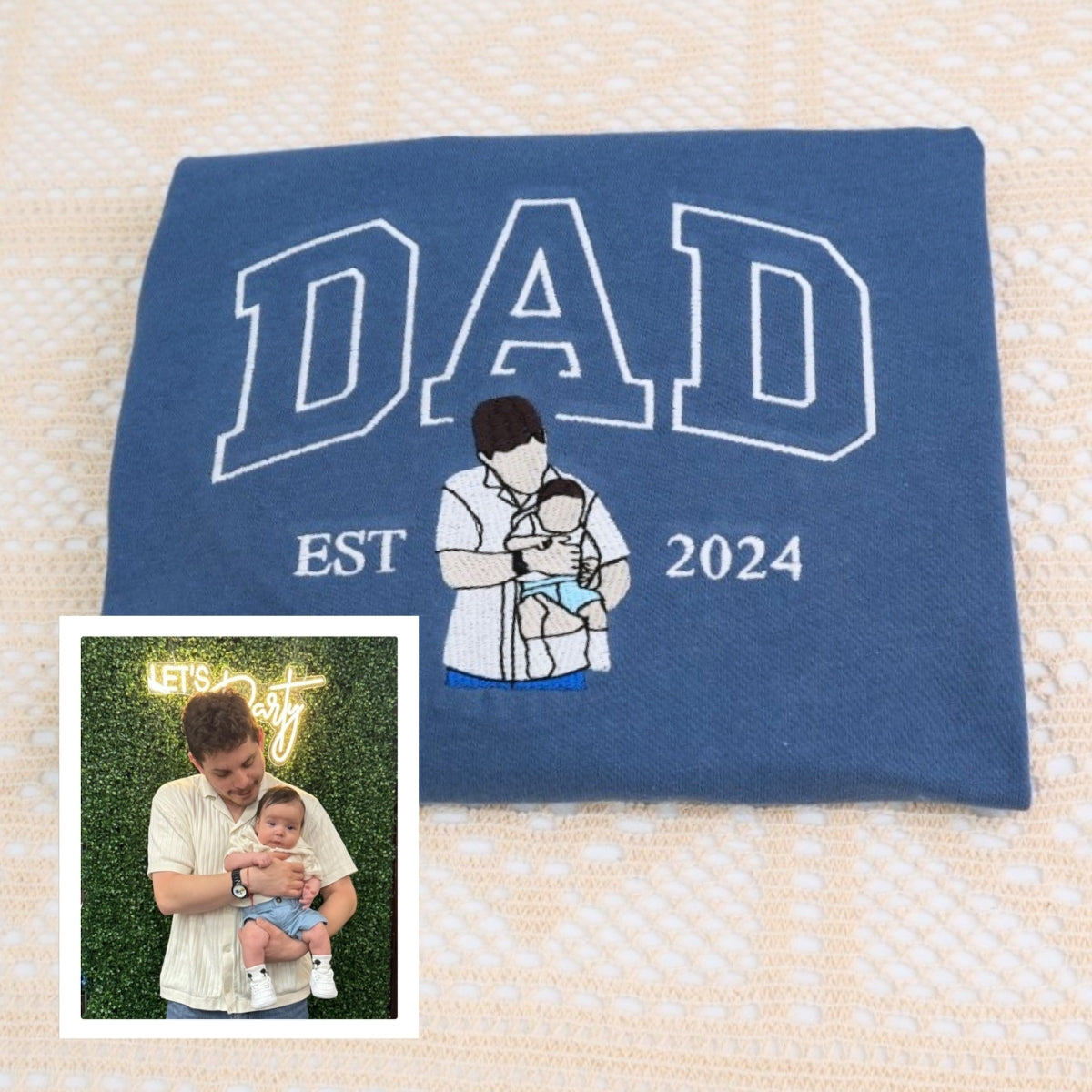 Dad Custom T-Shirts - Varsity Style Embroidered Father Apparel - Perfect Father's Day Gift