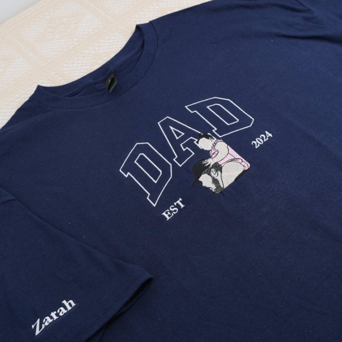 Dad Custom T-Shirts - Varsity Style Embroidered Father Apparel - Perfect Father's Day Gift