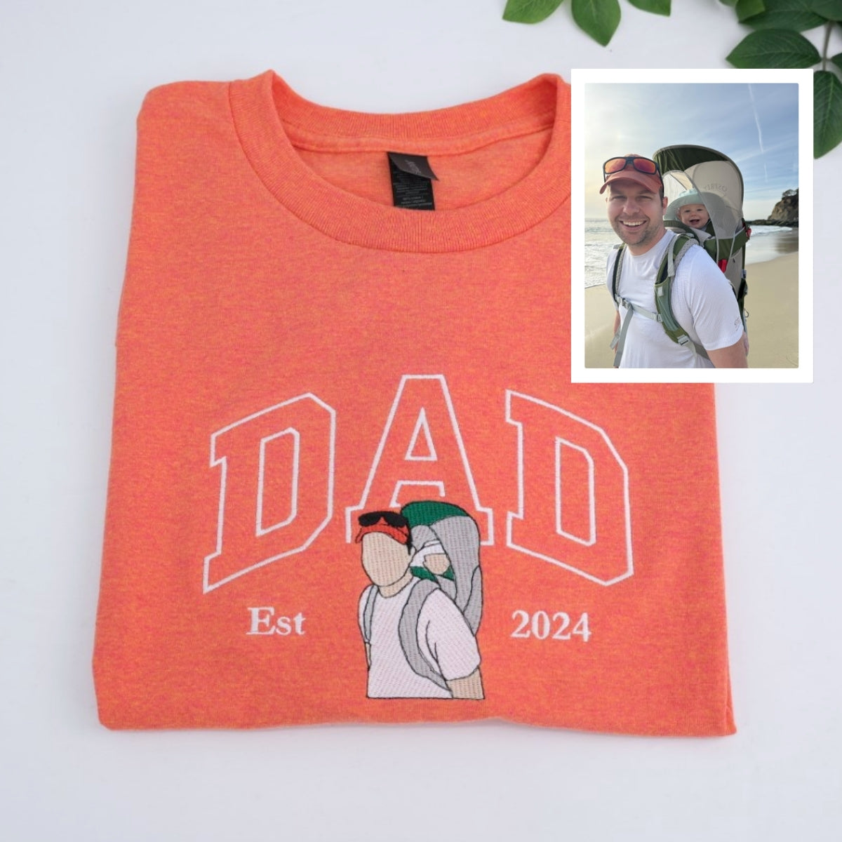 New Dad Custom T-Shirts - Varsity Style Father Embroidered Apparel - Perfect New Baby Gift