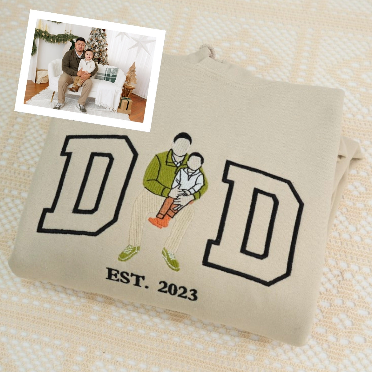 Dad Daughter Custom Hoodies - Father Embroidered Sweatshirts New Dad - Perfect Father's Day Gift