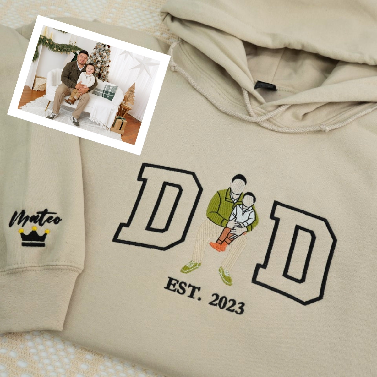 Dad Daughter Custom Hoodies - Father Embroidered Sweatshirts New Dad - Perfect Father's Day Gift