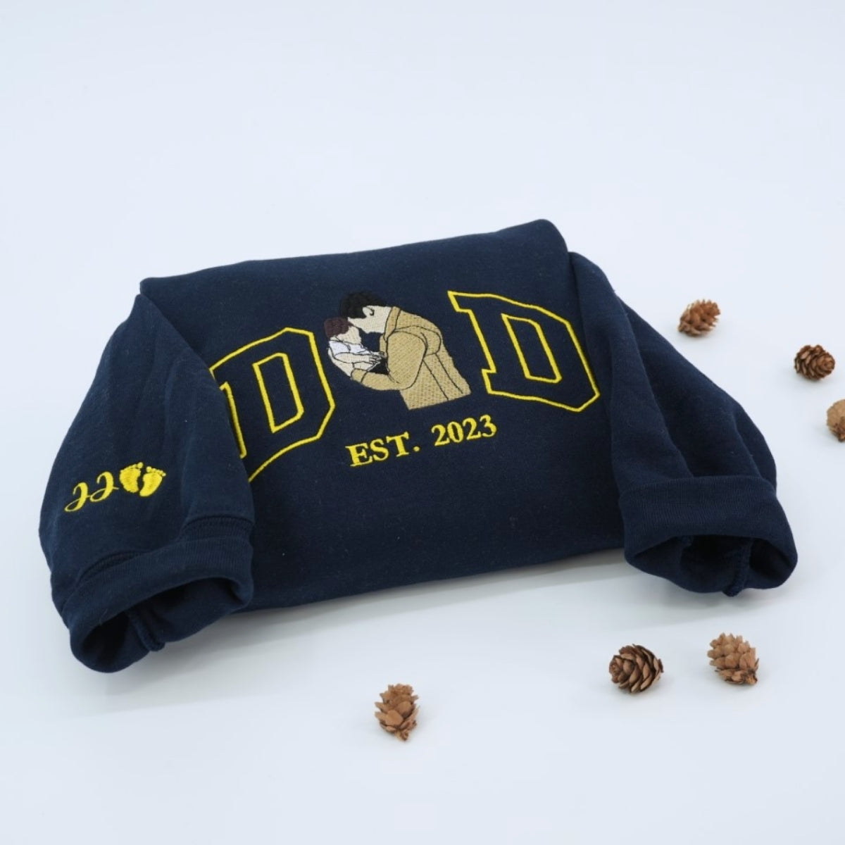 Dad Daughter Custom Hoodies - Father Embroidered Sweatshirts New Dad - Perfect Father's Day Gift