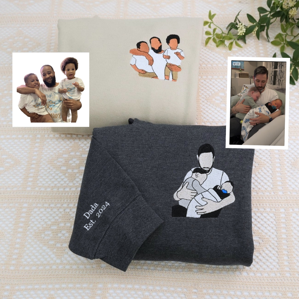 Individuell bestickte Engel- und Dämonenkatze-Kapuzenpullover für Paare