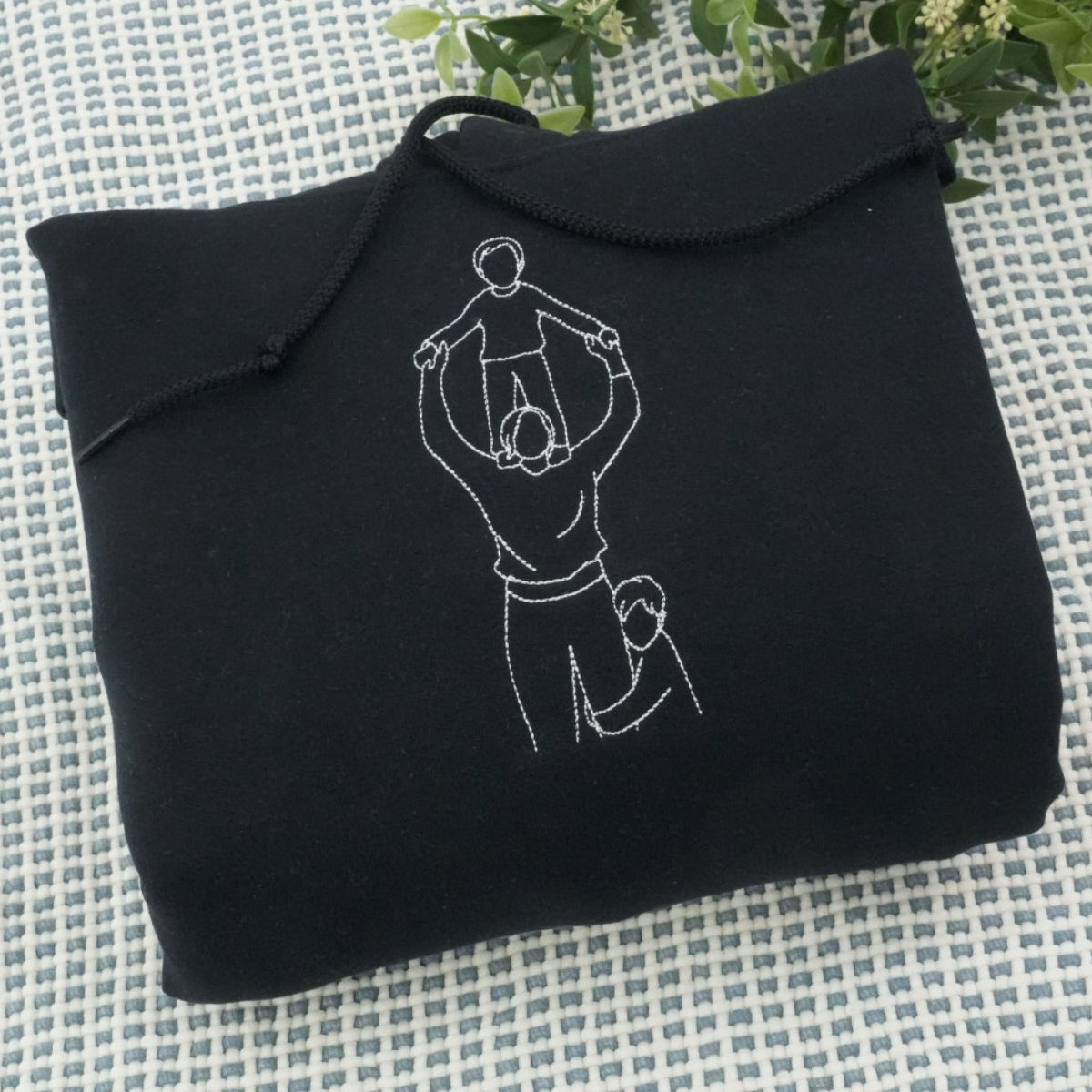 Dad Line Art Custom Hoodies - Father Child Embroidered Sweatshirts from Photo - Perfect Father's Day Gift