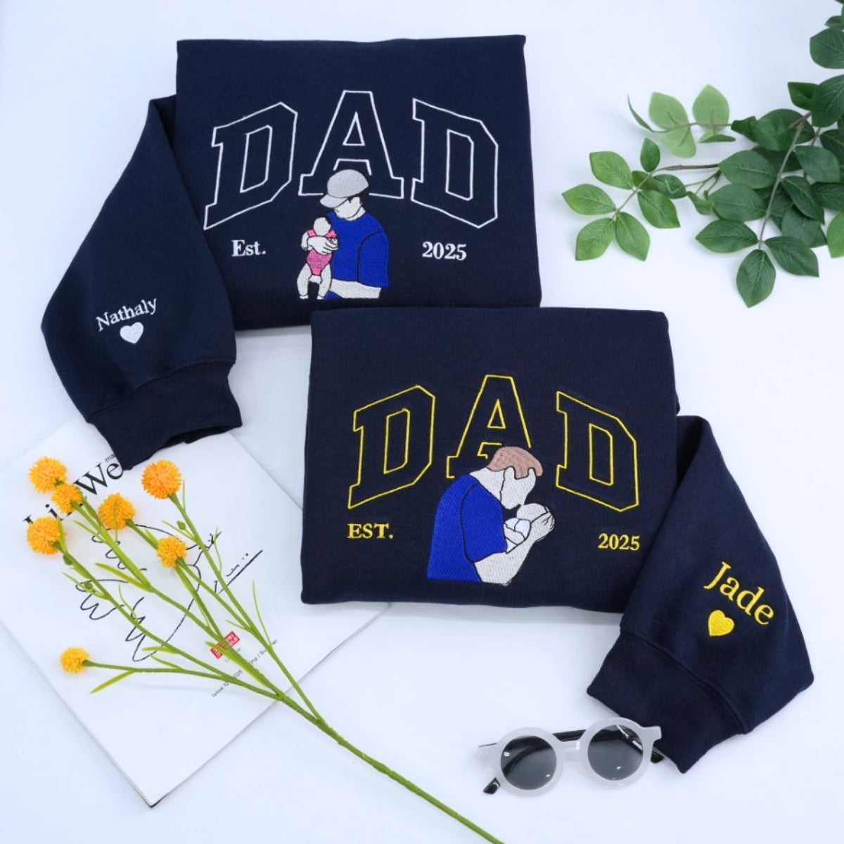 Dad Varsity Custom Hoodies - Father Embroidered Sweatshirts Collegiate Style - Perfect Father's Day Gift