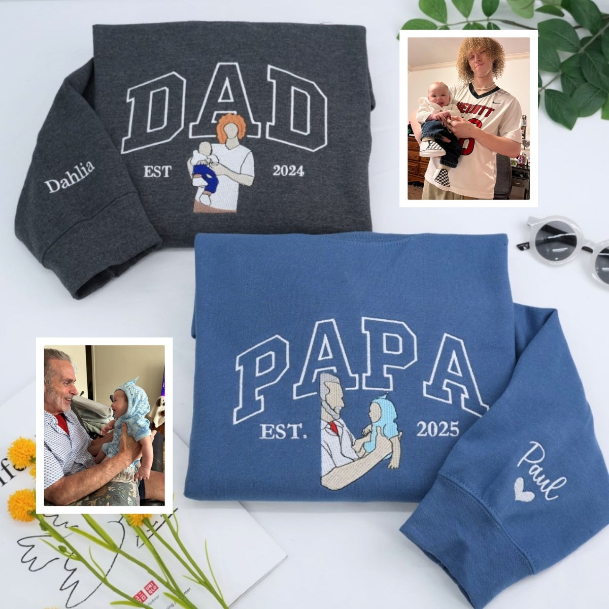 Dad Varsity Custom Hoodies - Father Embroidered Sweatshirts Collegiate Style - Perfect Father's Day Gift