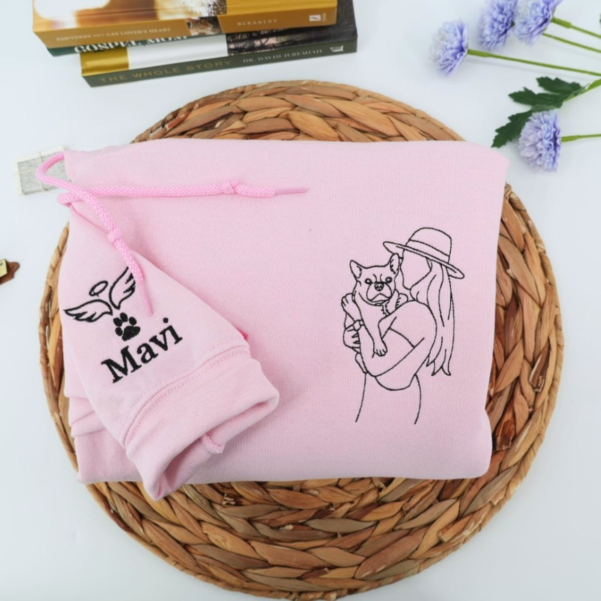 Individuell bestickte Engel- und Dämonenkatze-Kapuzenpullover für Paare