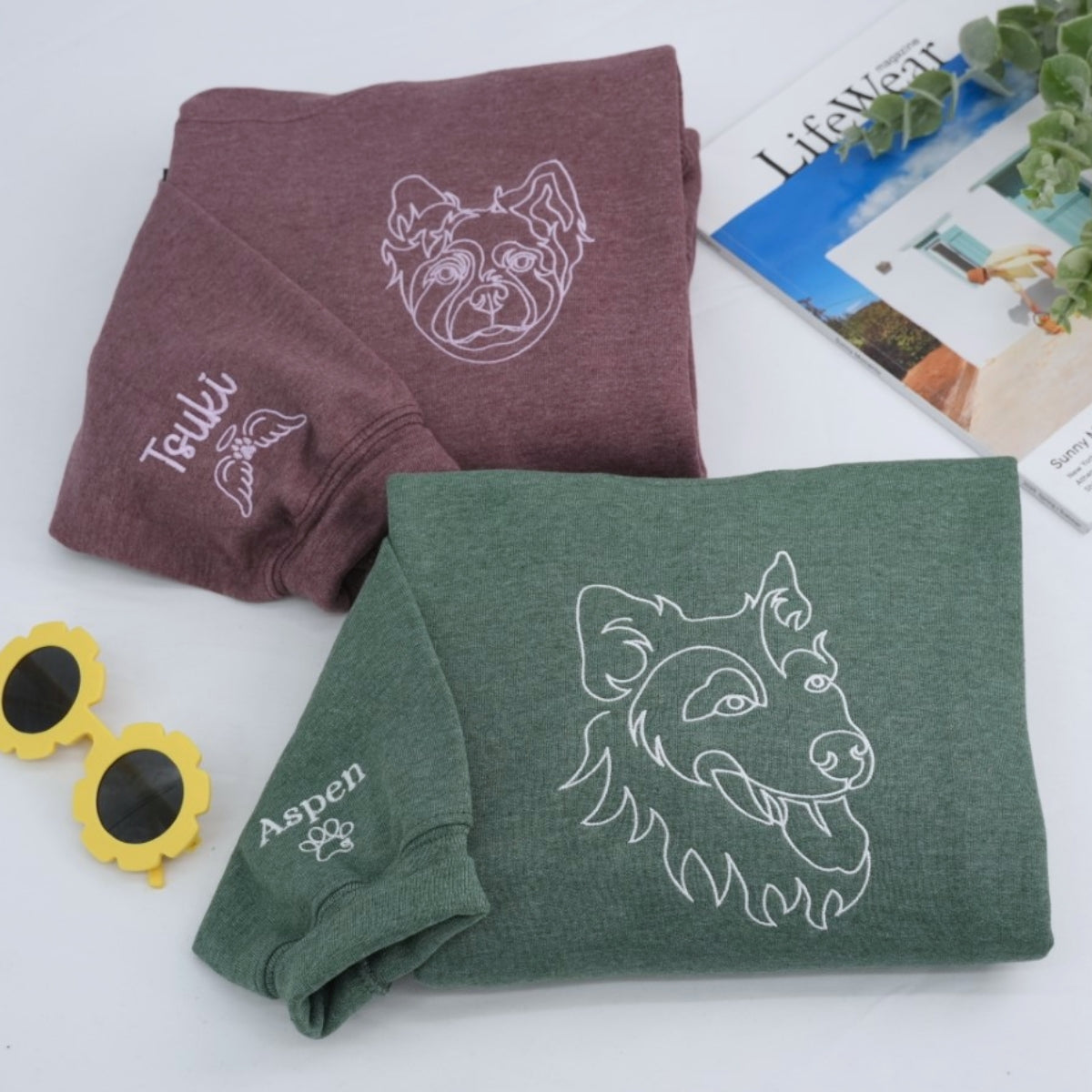 Individuell bestickte Engel- und Dämonenkatze-Kapuzenpullover für Paare