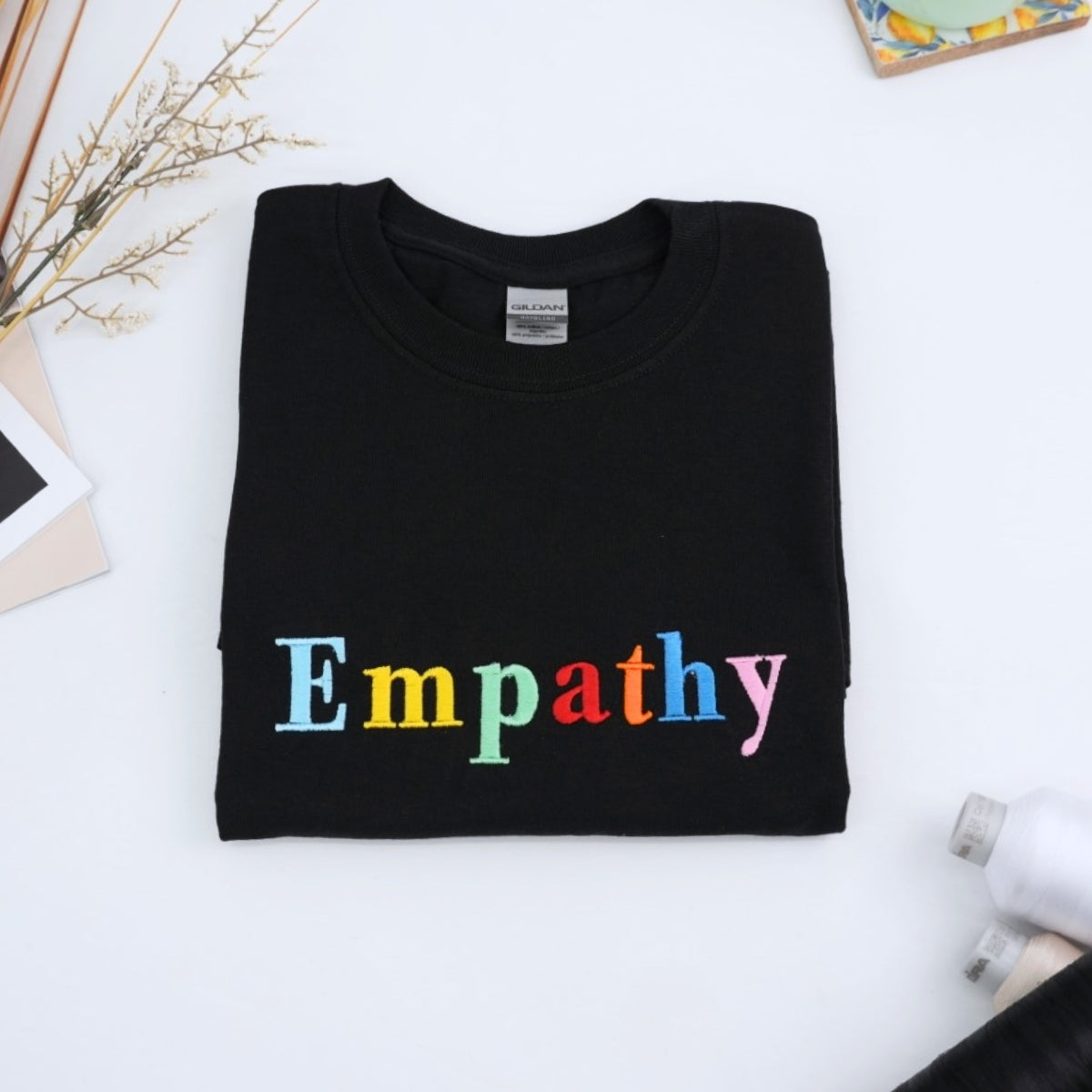 Empathy Custom T-Shirt - Rainbow Embroidered Kindness Shirt - Perfect Teacher Counselor Gift
