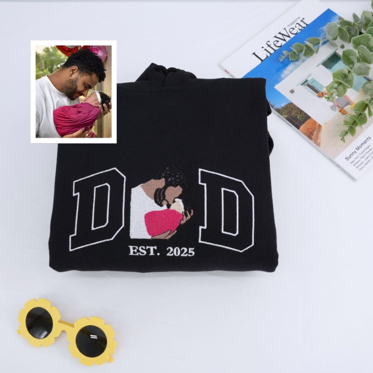 Individuell bestickte Engel- und Dämonenkatze-Kapuzenpullover für Paare