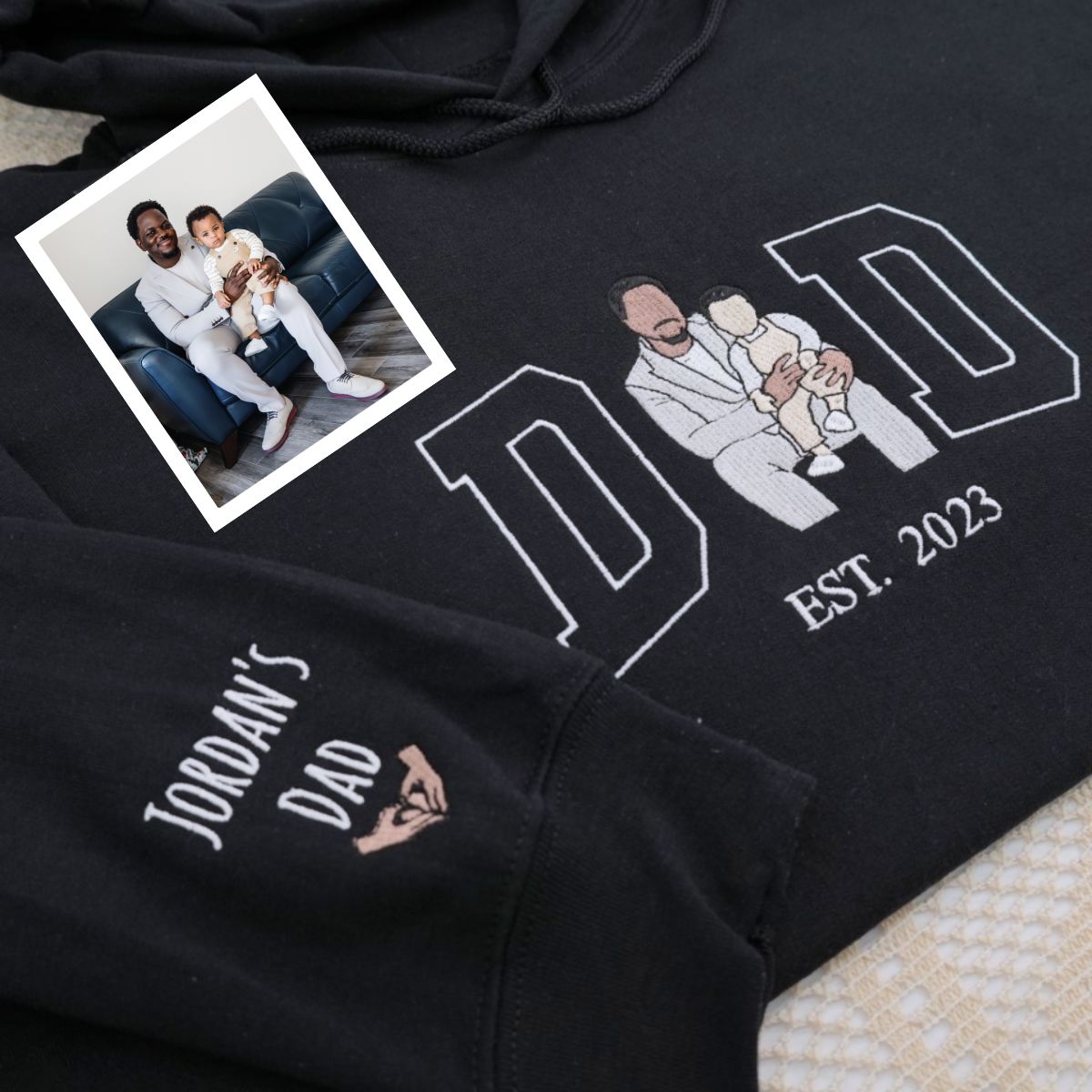 Established Dad Custom Hoodies - Father Embroidered Sweatshirts - Perfect Father's Day Gift