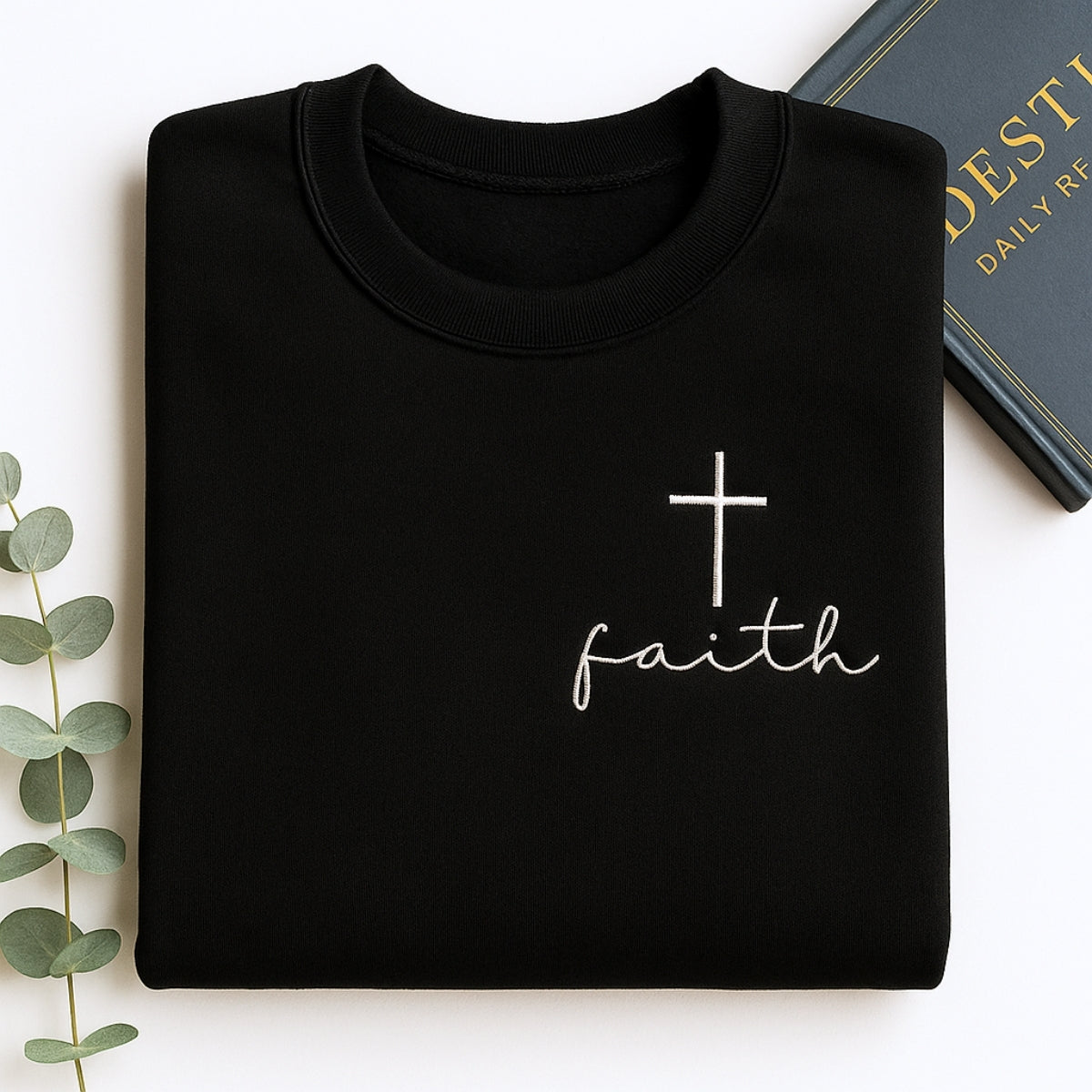 Faith Cross Hoodies - Christian Embroidered Sweatshirts - Perfect Inspirational Religious Gift