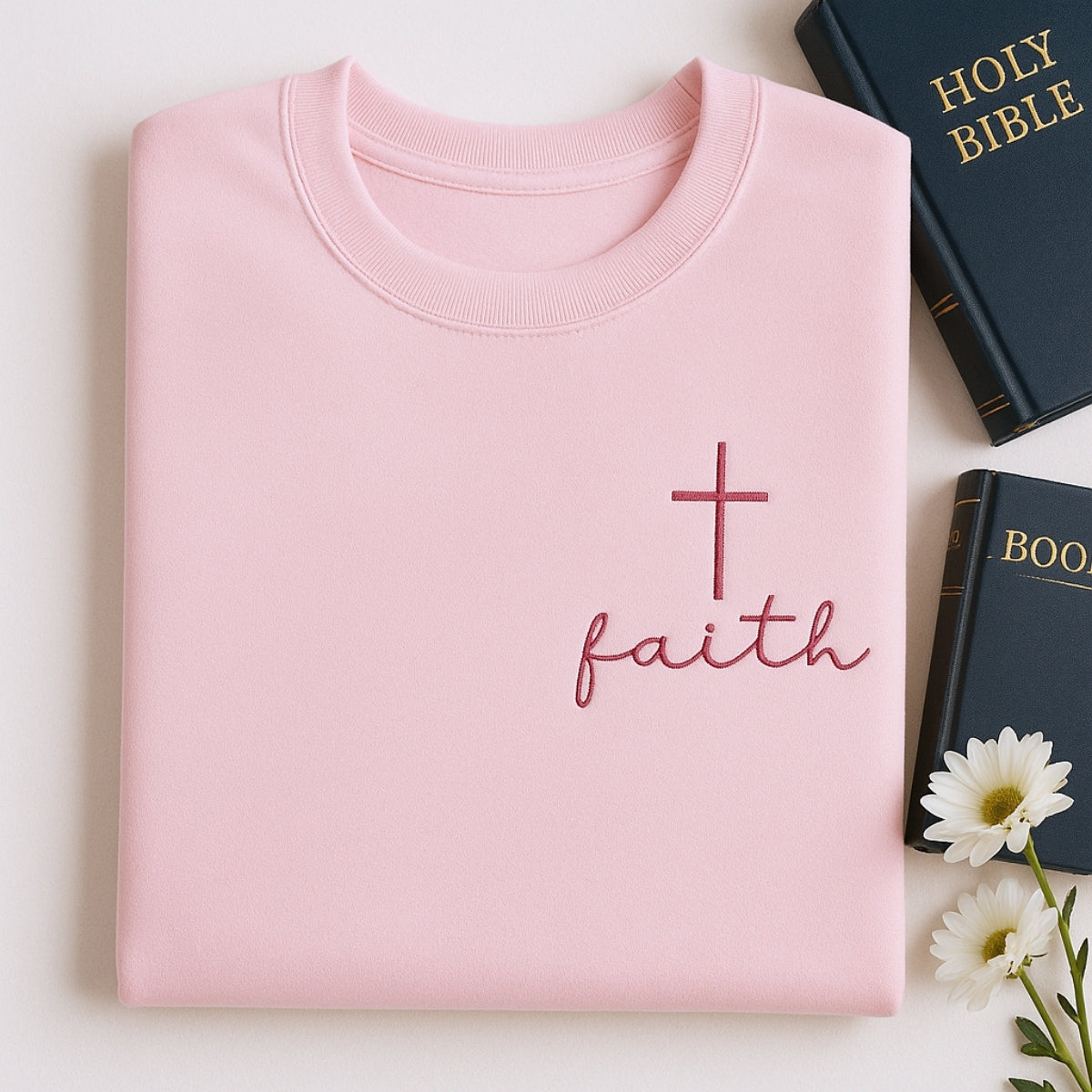 Faith Cross Hoodies - Christian Embroidered Sweatshirts - Perfect Inspirational Religious Gift