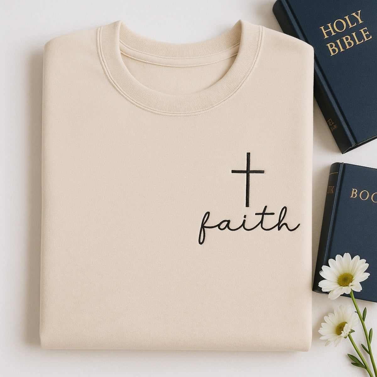 Faith Cross Hoodies - Christian Embroidered Sweatshirts - Perfect Inspirational Religious Gift