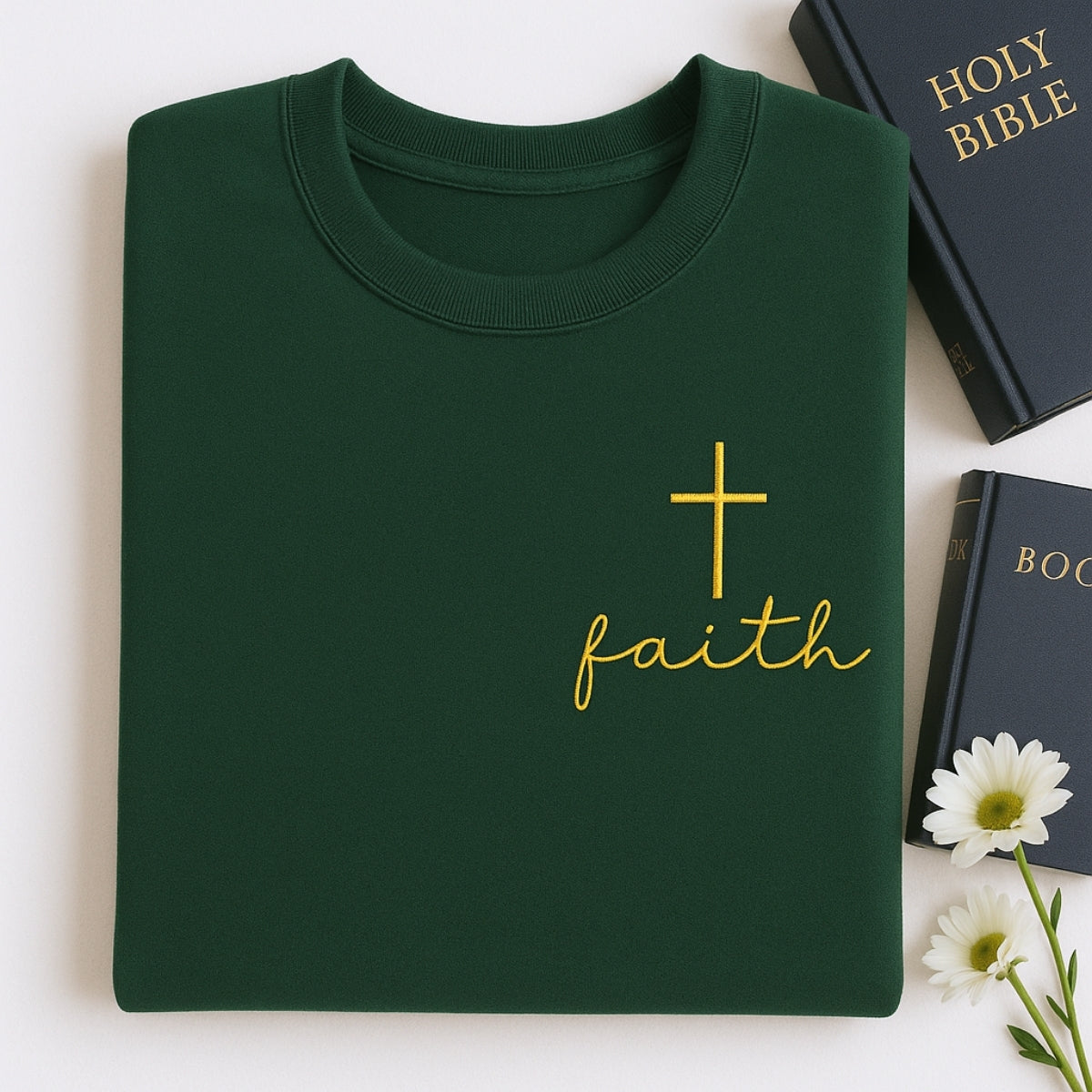 Faith Cross Hoodies - Christian Embroidered Sweatshirts - Perfect Inspirational Religious Gift