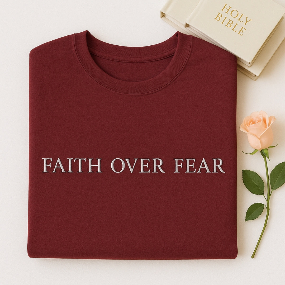 Faith Over Fear Hoodies - Christian Embroidered Sweatshirts - Perfect Inspirational Gift
